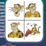 Winnie The Pooh - Tigger Face Portraits And Autumn Fun - Pumpkin Wheelbarrow Leaves - Hundred Acre Wood - Filled Embroidery Design - Instant Download