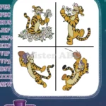 Winnie The Pooh - Tigger Floral Fun And Honey Pot Bounce - Gentle And Energetic Tiger Poses - Hundred Acre Wood - Filled Embroidery Design - Instant Download