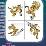 Winnie The Pooh - Tigger The Soccer Star Tiger - Dynamic Kicking And Playing Football Poses - Hundred Acre Wood - Filled Embroidery Design - Instant Download