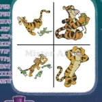 Winnie The Pooh - Tigger Frog Friends And Pumpkin Patch Fun - Playful Tiger Adventures - Hundred Acre Wood - Filled Embroidery Design - Instant Download
