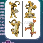 Winnie The Pooh - Tigger The Joyful Bouncer - Assorted Standing And Energetic Bouncing Poses - Hundred Acre Wood - Filled Embroidery Design - Instant Download