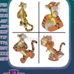 Winnie The Pooh - Tigger The Bouncy Tiger - Honey Pot Baseball And Joyful Poses - Hundred Acre Wood - Filled Embroidery Design - Instant Download