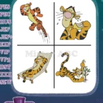 Winnie The Pooh - Tigger Relaxing On Beach Chair And Bouncing With Pooh Bear - Hundred Acre Wood Fun - Filled Embroidery Design - Instant Download