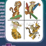 Winnie The Pooh - Tigger The Adventurous Tiger - Log Skiing Detective And Various Poses - Hundred Acre Wood - Filled Embroidery Design - Instant Download