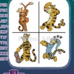 Winnie The Pooh - Tigger The Playful Tiger - Hanging Walking Stick And Race Car Driver Poses - Hundred Acre Wood - Filled Embroidery Design - Instant Download