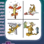 Winnie The Pooh - Tigger Winter Soccer Christmas Fun - Festive Tiger Poses Collection - Hundred Acre Wood - Filled Embroidery Design - Instant Download