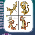 Winnie The Pooh - Tigger The Playful Tiger - Chasing Mouse And Yarn Ball Fun Poses - Hundred Acre Wood - Filled Embroidery Design - Instant Download