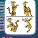 Winnie The Pooh - Tigger The Bouncy Tiger - Classic Standing And Energetic Bouncing Poses - Hundred Acre Wood - Filled Embroidery Design - Instant Download