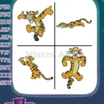 Winnie The Pooh - Tigger The Energetic Tiger - Playful Bouncing And Relaxed Lying Poses - Hundred Acre Wood - Filled Embroidery Design - Instant Download