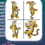 Disney Winnie Pooh Tigger Bouncing On Tail Pouncing Playful Tiger Poses Bundle - Filled Embroidery Design - Instant Download