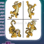 Disney Winnie Pooh Tigger Action Poses Leaping Bouncing Excited Tiger - Filled Embroidery Design - Instant Download