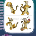 Disney Winnie Pooh Tigger Walking Waving Holding Flower Pot Friendly Tiger Bundle - Filled Embroidery Design - Instant Download