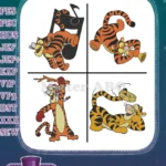 Disney Winnie Pooh Tigger Playing Drum Dancing Lying Down With Honey Pot - Filled Embroidery Design - Instant Download