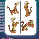 Disney Winnie Pooh Tigger Pouncing Action Sitting Up Playful Tiger Character Designs - Filled Embroidery Design - Instant Download