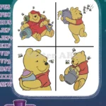 Disney Winnie Pooh Bear Eating Honey Covered In Honey Sweet Treats - Filled Embroidery Design - Instant Download