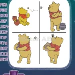 Disney Winnie Pooh Bear With Honey Pots Thinking About Honey Favorite Food Designs - Filled Embroidery Design - Instant Download