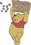 Disney Winnie Pooh Bear Honey Sign Upside Down Little Red Riding Hood Drinking - Filled Embroidery Design - 5967