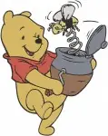 Disney Winnie Pooh Bear Holding Flowers With Bee Friends Stuck In Hole Bundle - Filled Embroidery Design - 5972