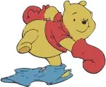 Disney Winnie Pooh Bear Sitting Quietly With Towel Playing With Blocks Collection - Filled Embroidery Design - 5981