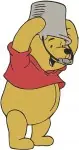 Disney Winnie Pooh Bear Sitting Quietly With Towel Playing With Blocks Collection - Filled Embroidery Design - 5982