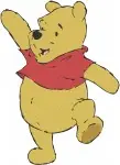Winnie The Pooh Bear With Butterfly Umbrella In Rain And Standing Poses - Filled Embroidery Design - 5989