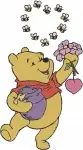 Winnie The Pooh Bear Flower Basket He Flowers Winter Scarf Sunflower - Filled Embroidery Design - 5996