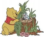 Winnie The Pooh Bear Flower Basket He Flowers Winter Scarf Sunflower - Filled Embroidery Design - 5997