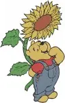 Winnie The Pooh Bear Flower Basket He Flowers Winter Scarf Sunflower - Filled Embroidery Design - 5998