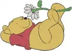 Winnie The Pooh Bear Holding Sitting Lying Down With Various Flower Arrangements - Filled Embroidery Design - 6010