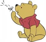 Winnie The Pooh Bear With Bees Flowers Bouquet And Gardening Watering Plants - Filled Embroidery Design - 6011