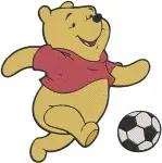 Winnie The Pooh Bear Playing Soccer And American Football Various Action Poses - Filled Embroidery Design - 6019
