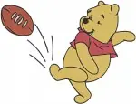 Winnie The Pooh Bear Playing Soccer And American Football Various Action Poses - Filled Embroidery Design - 6021