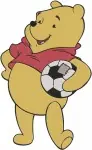 Winnie The Pooh Bear Playing Soccer And American Football Various Action Poses - Filled Embroidery Design - 6022