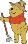 Winnie The Pooh Bear With Honey Pot And As Farmer With Shovel Various Poses - Filled Embroidery Design - 6024