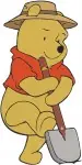 Winnie The Pooh Bear With Honey Pot And As Farmer With Shovel Various Poses - Filled Embroidery Design - 6025
