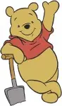 Winnie The Pooh Bear With Honey Pot And As Farmer With Shovel Various Poses - Filled Embroidery Design - 6026