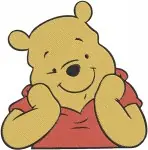 Winnie The Pooh Bear Various Portraits Resting Head And With Red Scarf Views - Filled Embroidery Design - 6031