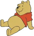 Winnie The Pooh Bear With Green Hat Blanket Dancing Happy And Sitting Poses - Filled Embroidery Design - 6038