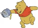 Winnie The Pooh Bear Picnic Scene Eating Honey And Carrying Various Honey Pots - Filled Embroidery Design - 6048