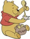 Winnie The Pooh Bear Relaxing On Lounger Eating Honey On Log With Flowers - Filled Embroidery Design - 6053