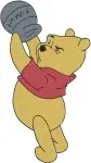 Winnie The Pooh Bear With Honey Pot Honey On Nose And Eating Honey Collection - Filled Embroidery Design - 6064