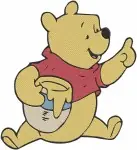 Winnie The Pooh Bear With Honey Pot Honey On Nose And Eating Honey Collection - Filled Embroidery Design - 6065