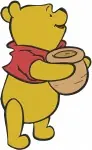 Winnie The Pooh Bear With Honey Pot Honey On Nose And Eating Honey Collection - Filled Embroidery Design - 6066