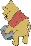 Winnie The Pooh Bear Hugging Large Honey Pot And Sitting With Various Honey Pots - Filled Embroidery Design - 6074