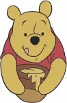 Winnie The Pooh Bear Stuck In Honey Pot Carrying Pot And With Stacked Honey Pots - Filled Embroidery Design - 6075