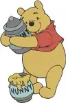 Winnie The Pooh Bear Eating Honey In Pajamas And With Honey On Face Poses - Filled Embroidery Design - 6079