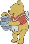 Winnie The Pooh Bear Eating Honey In Pajamas And With Honey On Face Poses - Filled Embroidery Design - 6080