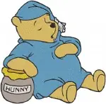 Winnie The Pooh Bear Eating Honey In Pajamas And With Honey On Face Poses - Filled Embroidery Design - 6081