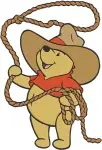 Winnie The Pooh Bear Costumes Donald Duck Pilot Cowboy And Winter Skiing Fun - Filled Embroidery Design - 6085