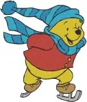 Winnie The Pooh Bear Windblown Scarf Sledding Tropical Scene Winter Running - Filled Embroidery Design - 6096